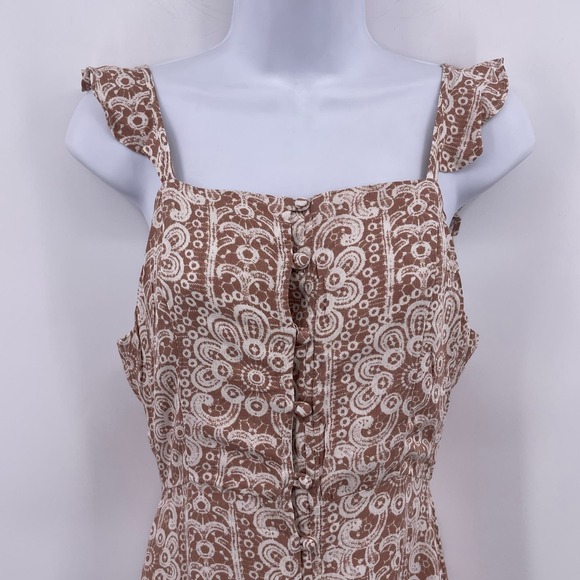 Tan Patterned Maxi Dress Honey Belle Sz S Sleeveless Sumer Hi Lo Style NWT NEW - Picture 4 of 12